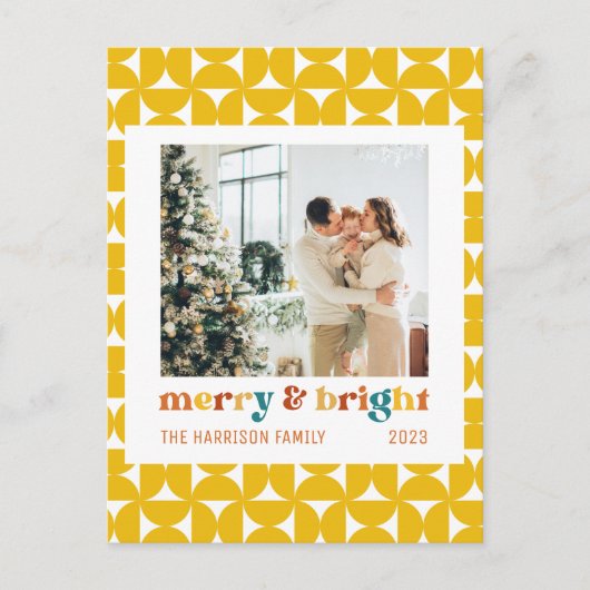 Foto's Merry & Bright Family Retro Briefkaart (Voorkant)