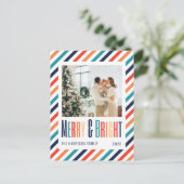 Foto's Merry & Bright Family Retro Stripes Briefkaart (Staand voorkant)