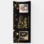 Foto's met 40e Jubileum zwart & Gold then & Now Spandoek (Verticaal)