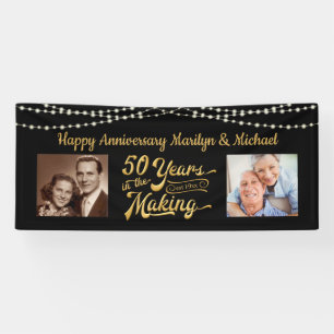 Foto's met 50e Jubileum zwarte gouden strijkvellen Spandoek