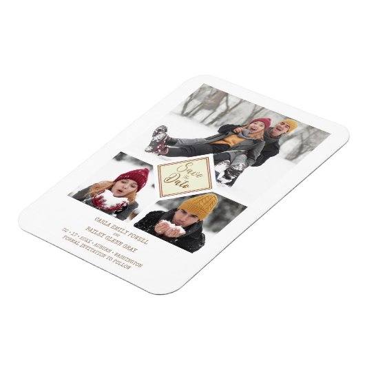 Foto's met drie foto's - Instant Engaged Couple Se Magneet (Linkerzijde)