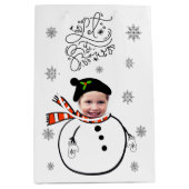 Foto's met gezichtsopname toevoegen Snowman en Sno Medium Cadeauzakje (Voorkant)