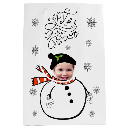 Foto's met gezichtsopname toevoegen Snowman en Sno Medium Cadeauzakje (Voorkant)