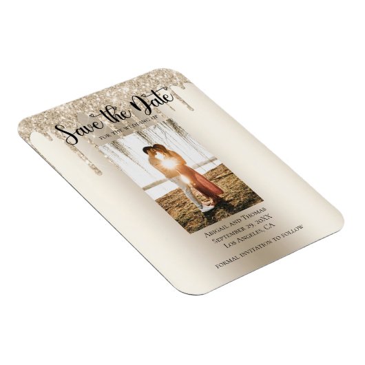 Foto's met Glitter Modern Verloving opslaan Magneet (Rechterzijde)