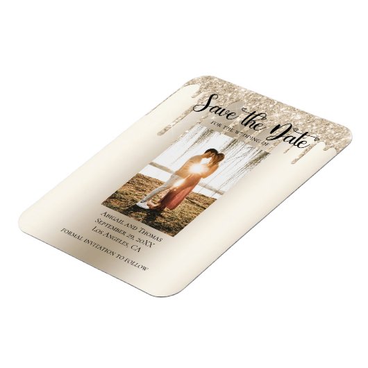 Foto's met Glitter Modern Verloving opslaan Magneet (Linkerzijde)