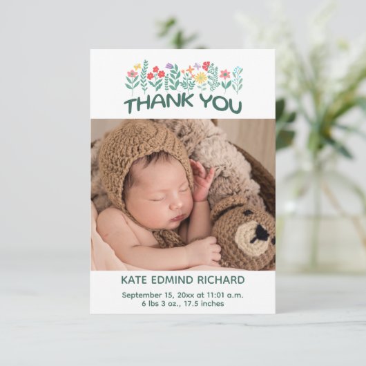 Foto's met handgeschreven Baby shower Bedankkaart (Staand voorkant)