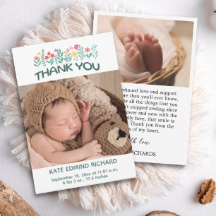 Foto's met handgeschreven Baby shower Bedankkaart