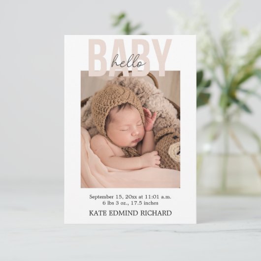 Foto's met handgeschreven Baby shower Bedankkaart (Staand voorkant)