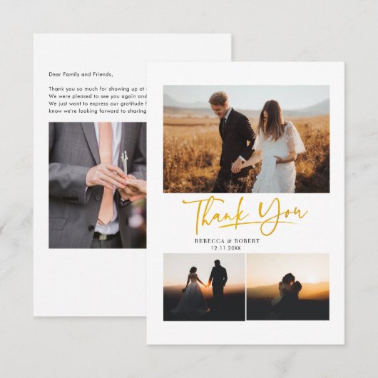 Foto's met handgeschreven bruiloft Hartelijk dank (Voorkant / Achterkant)