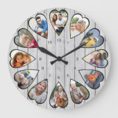 Foto's met hartvorm Licht grijs hout Grote klok (Voorkant)