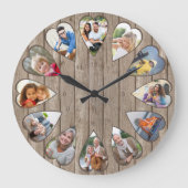 Foto's met hartvorm Rustic Brown Wood Large Clock Grote Klok (Voorkant)