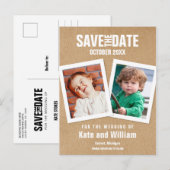 Foto's met kindertijd sparen de datum boho Rustic Aankondigingskaart (Voorkant / Achterkant)