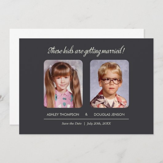 Foto's met kindertijd sparen de uitnodiging tot da (Voorkant / Achterkant)