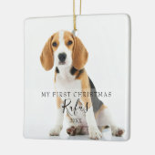 Foto's met moderne script, eerste Kerstmis Keramisch Ornament (Links)