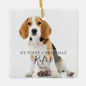 Foto's met moderne script, eerste Kerstmis Keramisch Ornament (Voorkant)