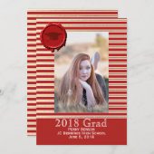 Foto's met rode en gouden striped Afstuderen Aankondiging (Voorkant / Achterkant)