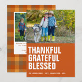 Foto's met Thanksgiving op grote schaal Feestdagenkaart (Voorkant / Achterkant)