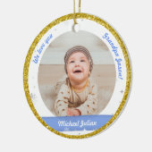 Foto's met twee zijden, opa, eerste kerstBaby Keramisch Ornament (Links)