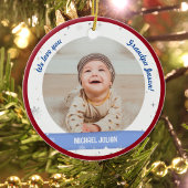 Foto's met twee zijden, opa, eerste kerstBaby Keramisch Ornament