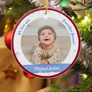 Foto's met twee zijden, opa, eerste kerstBaby Keramisch Ornament