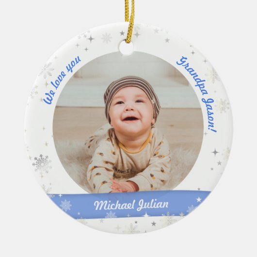 Foto's met twee zijden, opa, eerste kerstBaby Keramisch Ornament (Voorkant)