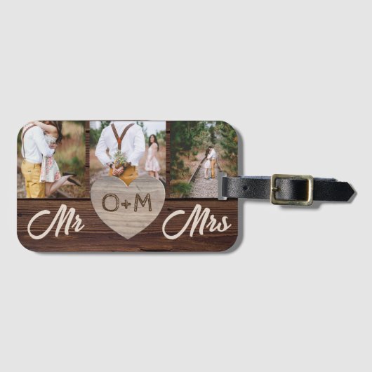 Foto's Monogram Meneer Mevrouw Landelijk Stel Hone Bagagelabel (Voorkant (horizontaal))