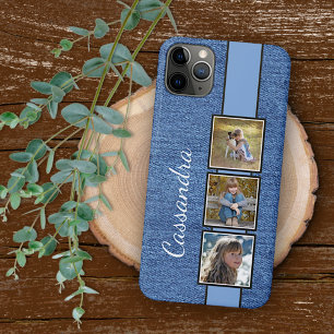 Foto's op rustieke modieuze blauwe denim patroon Case-Mate iPhone case