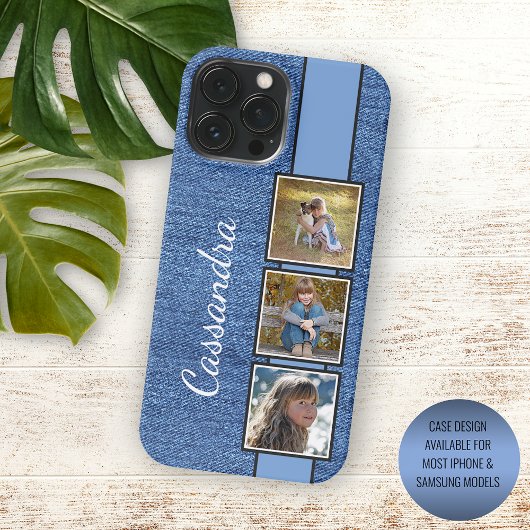 Foto's op rustieke modieuze blauwe denim patroon iPhone hoesje