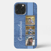 Foto's op rustieke modieuze blauwe denim patroon iPhone hoesje (Achterkant)