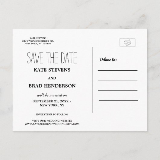 Foto's opslaan van het Briefkaart Datumaankondigin (Achterkant)