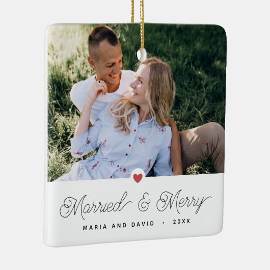 Foto's Pas getrouwd, gehuwd en Merry 2 Keramisch Ornament (Rechts)