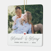 Foto's Pas getrouwd, gehuwd en Merry 2 Keramisch Ornament (Links)