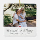 Foto's Pas getrouwd, gehuwd en Merry 2 Keramisch Ornament (Achterkant)