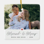 Foto's Pas getrouwd, gehuwd en Merry 2 Keramisch Ornament (Voorkant)