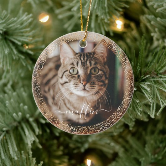 foto's Pet Cat Gold kerstmis Keramisch Ornament (Boom)