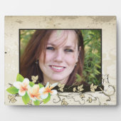  foto's: plumeria/frangipani en ivy beige fotoplaat (Voorkant)