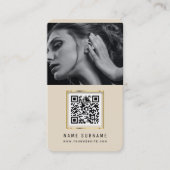 foto's qr code scannable barcode modern beige visitekaartje (Voorkant)