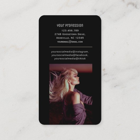 foto's qr code scannable barcode modern beige visitekaartje (Achterkant)