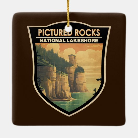 Foto's Rocks National Lakeshore Travel  Keramisch Ornament (Achterkant)