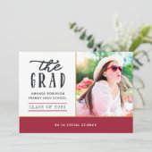 Foto's rood en gouden Afstuderen Aankondiging (Staand voorkant)