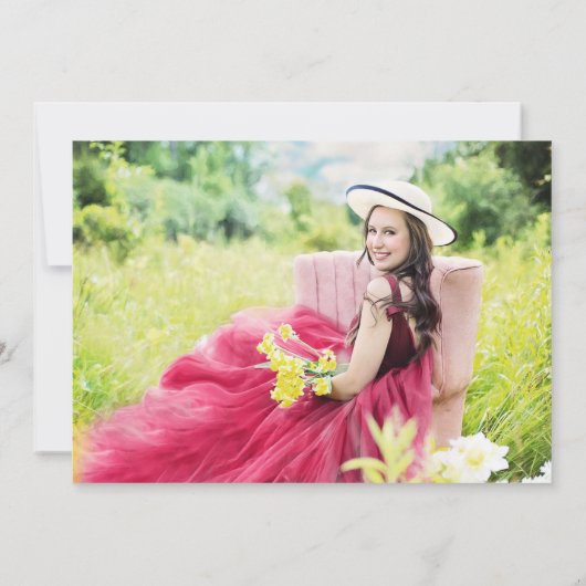 Foto's rood en gouden Afstuderen Aankondiging (Achterkant)