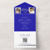Foto's Royal Blue Wedding QR-code All In One Uitnodiging (Binnen)
