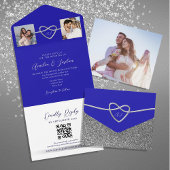 Foto's Royal Blue Wedding QR-code All In One Uitnodiging