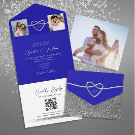 Foto's Royal Blue Wedding QR-code All In One Uitnodiging
