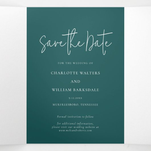 Foto's Script Modern Wedding Save The Date Kaart (Binnenkant midden)