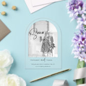 Foto's Sla de datum op Modern Script Wedding Acryl Uitnodigingen (Insitu (Huwelijk))