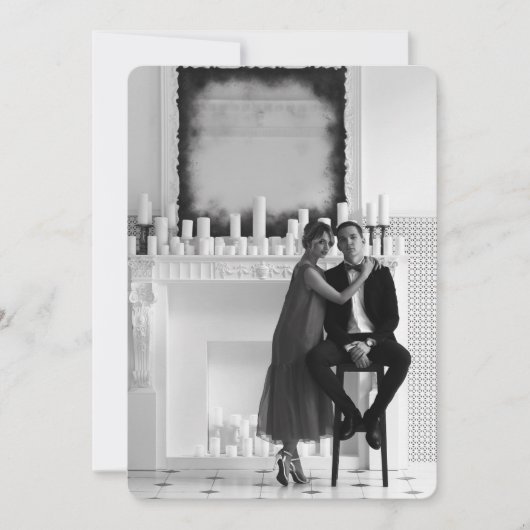 Foto's Sla de datum op Modern Script Wedding Kaart (Voorkant)