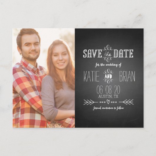 Foto's Sla de datums op |  zwart krijtbord Aankondigingskaart (Voorkant)