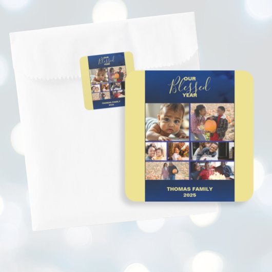 Foto's toevoegen Blessed Year Photo Vierkante Sticker
