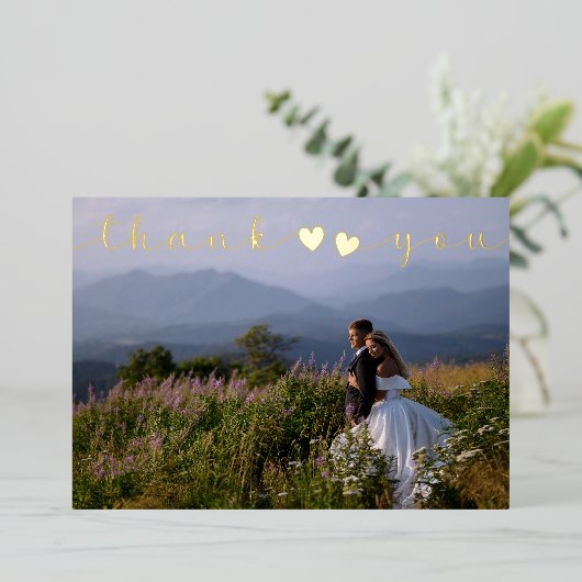 Foto's toevoegen Minimale Moderne Manuscript Wedde Folie Feestdagenkaart (Staand Voorkant)